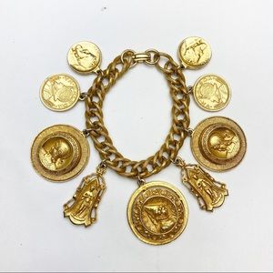 Vintage Bracelet Gold Costume Roman Design
